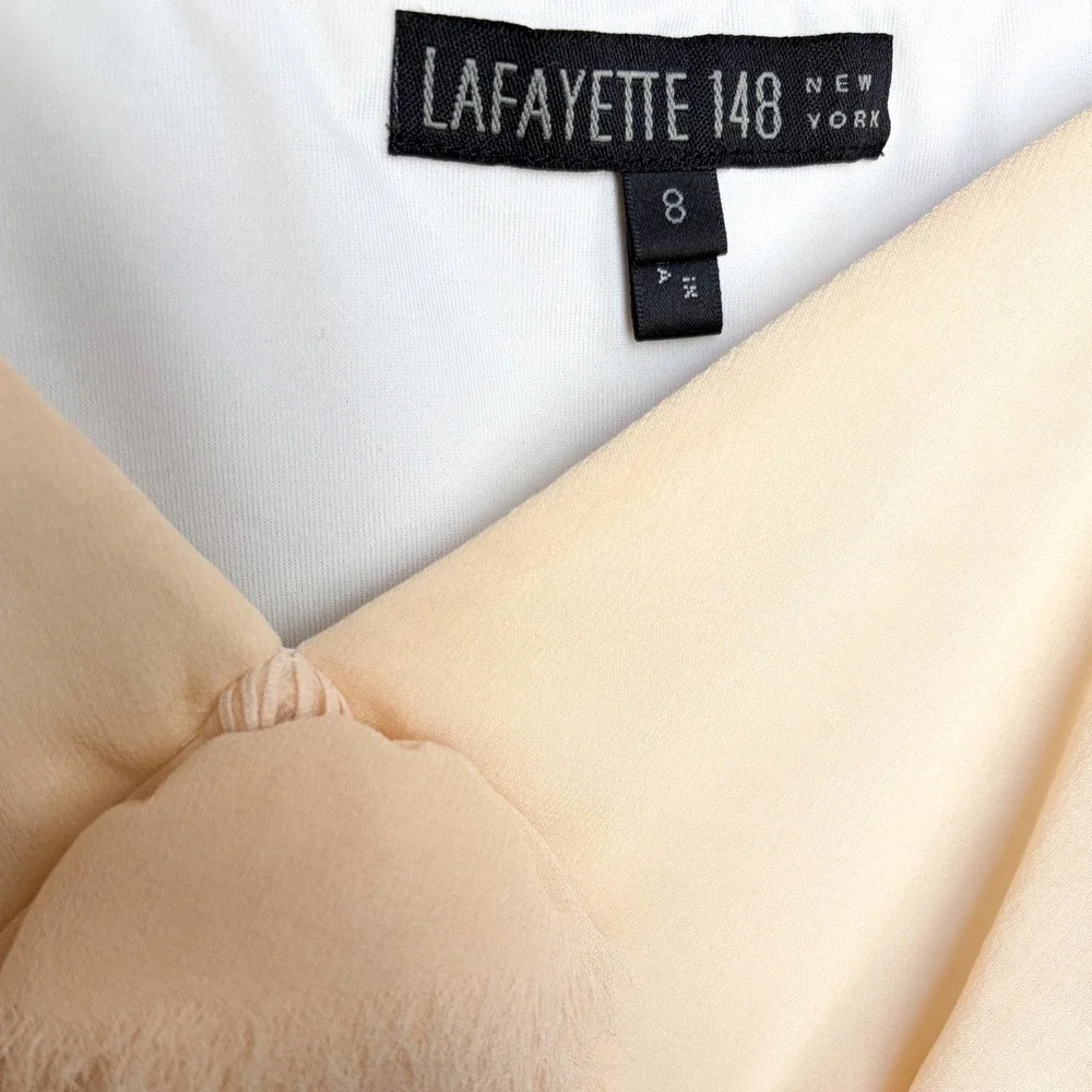 Lafayette 148 New York 100% Silk Fairy Ethereal Y2K Coquette Waterfall Top 8 - Picture 2 of 4